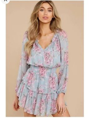 LoveShackFancy burnt pink skies popover tiered dress -S